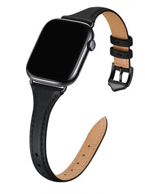 Apple Watch Slim Leather Wristband Black/Black 38mm40mm41mm42mm